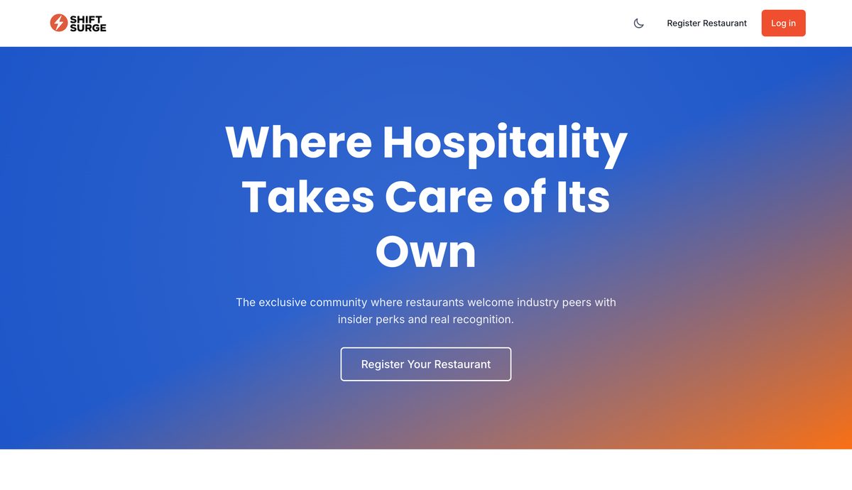 shiftsurge.com homepage: Where Hospitality Takes Care of Its Own